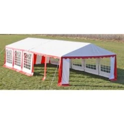 Dessus De Tente De Réception Avec Panneaux 10x5m Rouge Et Blanc -Mobilier De Jardin Soldes dessus de tente de reception avec panneaux 10x5m rouge et blanc 3666722779838 1219147