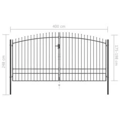 Double Portail Avec Haut Sous Forme De Lance 400 X 248 Cm -Mobilier De Jardin Soldes double portail avec haut sous forme de lance 400 x 248 cm 3666722199520 1169820