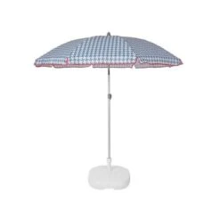 EZPELETA Parasol De Plage Beach - Ø 180 Cm - Vichy Bleu Socle Non Inclus