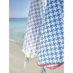 EZPELETA Parasol De Plage Beach - Ø 180 Cm - Vichy Bleu Socle Non Inclus -Mobilier De Jardin Soldes ezpeleta parasol de plage beach 180 cm vichy bleu socle non inclus 3700859105594 534723