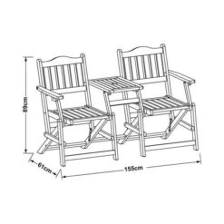 Fauteuil Pliant 2 Places Avec Plateau En Acacia FSC - 126x60x60 Cm -Mobilier De Jardin Soldes fauteuil pliant 2 places avec plateau en acacia fsc 126x60x60 cm 3612407256408 438579