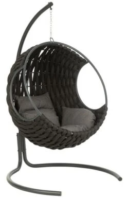 Fauteuil Suspendu Avec Coussins Métal Noir Vega