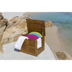 FINLANDEK Coffre De Rangement De Jardin - En Bois D'acacia Naturel -Mobilier De Jardin Soldes finlandek coffre de rangement de jardin en bois d acacia naturel 3533412002142 659037