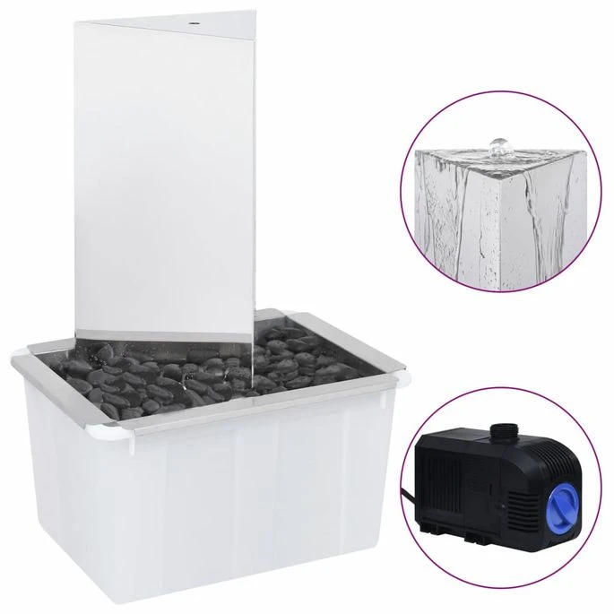 Fontaine De Jardin Et Pompe Acier Inoxydable 76 Cm Triangulaire 2 Fontaine De Jardin Et Pompe Acier Inoxydable 76 Cm Triangulaire – Image 2