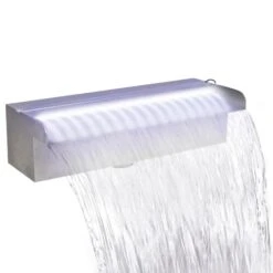 Fontaine Rectangulaire De Piscine Avec LED Inox 30 Cm