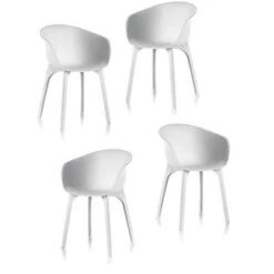 IDEA Lot De 4 Chaises De Jardin - Diva - Blanche