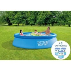 INTEX Kit Piscine Autoportante Easy Set - 3,05 M X 76 Cm + 3 Cartouches H 28122XA - Bleu