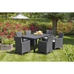 IOWA Fauteuil De Jardin Aspect Rotin Tressé Gris -Mobilier De Jardin Soldes iowa fauteuil de jardin aspect rotin tresse gris 8711245129532 566364