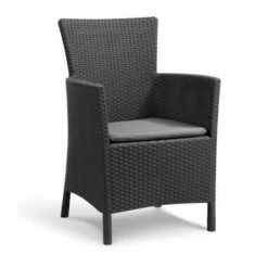 IOWA Fauteuil De Jardin Aspect Rotin Tressé Gris -Mobilier De Jardin Soldes iowa fauteuil de jardin aspect rotin tresse gris 8711245129532 566365