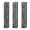 Jeu De Panier De Gabion 3 Pcs Fil Galvanisé 25 X 25 X 150 Cm