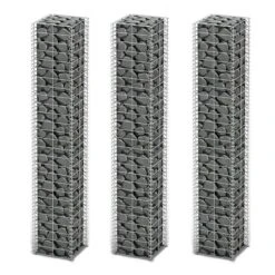 Jeu De Panier De Gabion 3 Pcs Fil Galvanisé 25 X 25 X 150 Cm