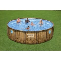 Kit Piscine Hors Sol BESTWAY - Power Steel- 488 X 122 Cm - Ronde (Livrée Avec Filtre A Cartouche, Bâche, échelle Et Diffuseur)