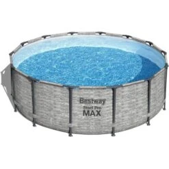 Kit Piscine Hors Sol Tubulaire BESTWAY Steel Pro Max - 427 X 122 Cm - Ronde (Livrée Avec Pompe De Filtration, échelle + Bâche)