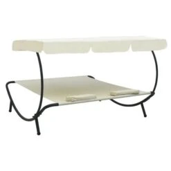Produits populaires -Mobilier De Jardin Soldes lit de jardin 2 places polyester blanc creme et metal noir 3666722552523 400663