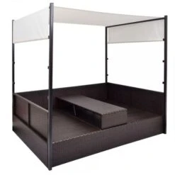 Lit De Jardin à Baldaquin Résine Tressée Marron Uvo -Mobilier De Jardin Soldes lit de jardin a baldaquin resine tressee marron uvo 3666722560306 384074