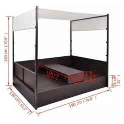 Lit De Jardin à Baldaquin Résine Tressée Marron Uvo -Mobilier De Jardin Soldes lit de jardin a baldaquin resine tressee marron uvo 3666722560306 384076