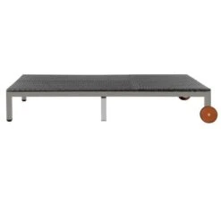 Lit De Jardin à Roues Résine Noire Et Pieds Métal Gris Nubi -Mobilier De Jardin Soldes lit de jardin a roues resine noire et pieds metal gris nubi 3666722614610 387061