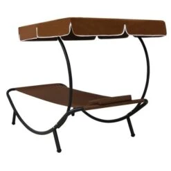 Produits populaires -Mobilier De Jardin Soldes lit de jardin avec auvent polyester marron et metal noir 3666722552547 400655
