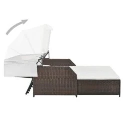 Lit De Jardin Avec Auvent Résine Tressée Marron Et Blanc Imia -Mobilier De Jardin Soldes lit de jardin avec auvent resine tressee marron et blanc imia 3666722558815 385542