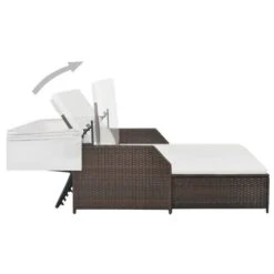Lit De Jardin Avec Auvent Résine Tressée Marron Et Blanc Imia -Mobilier De Jardin Soldes lit de jardin avec auvent resine tressee marron et blanc imia 3666722558815 385543