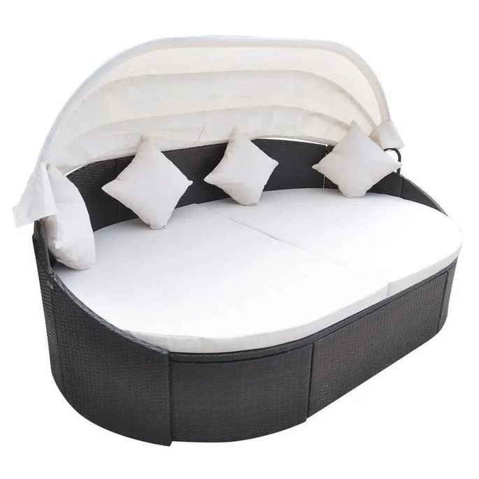 Lit De Jardin Avec Auvent Résine Tressée Marron Velass 1 Lit De Jardin Avec Auvent Résine Tressée Marron Velass