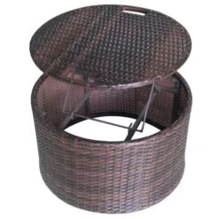 Lit De Jardin Avec Toit Et Table Résine Tressée Marron Velass -Mobilier De Jardin Soldes lit de jardin avec toit et table resine tressee marron velass 8718475501831 384444