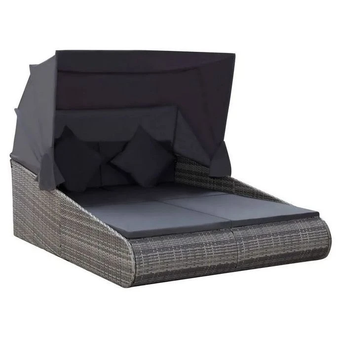 Lit De Jardin Avec Toit Tissu Et Résine Tressée Gris Nov 1 Lit De Jardin Avec Toit Tissu Et Résine Tressée Gris Nov