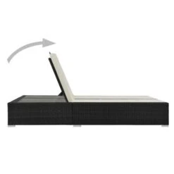 Lit De Jardin Double Tissu Beige Et Résine Tressée Noire Luvi -Mobilier De Jardin Soldes lit de jardin double tissu beige et resine tressee noire 3666722554558 389456