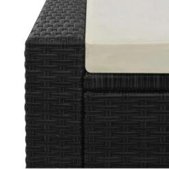 Lit De Jardin Double Tissu Beige Et Résine Tressée Noire Luvi -Mobilier De Jardin Soldes lit de jardin double tissu beige et resine tressee noire 3666722554558 389457