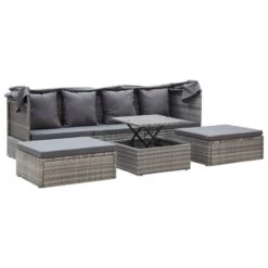 Lit De Jardin Et Toit Gris Mélangé Résine Tressée 16 Lit De Jardin Et Toit Gris Mélangé Résine Tressée -Mobilier De Jardin Soldes lit de jardin et toit gris melange resine tressee 3666722323727 981892
