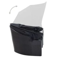 Lit De Jardin Modulable à Auvent Résine Et Tissu Noir Velass -Mobilier De Jardin Soldes lit de jardin modulable a auvent resine et tissu noir 8719883868196 400436