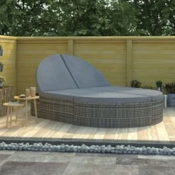 Lit De Jardin Polyester Et Résine Tressée Gris Methy -Mobilier De Jardin Soldes lit de jardin polyester et resine tressee gris methy 3666722557535 386725