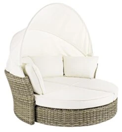 Lit De Jardin Rotatif En Aluminium Tresse En Fibre Blanc Laurie