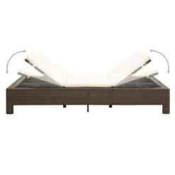 Lit De Jardin Tissu Blanc Et Résine Tressée Marron Daget -Mobilier De Jardin Soldes lit de jardin tissu blanc et resine tressee marron daget 3666722558303 386083