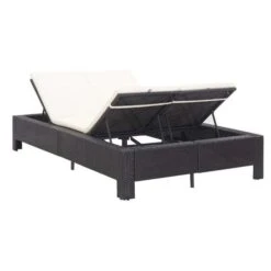 Lit De Jardin Tissu Blanc Et Résine Tressée Noire Daget -Mobilier De Jardin Soldes lit de jardin tissu blanc et resine tressee noire daget 3666722558280 386090