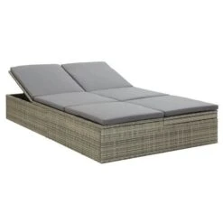 Lit De Jardin Tissu Et Résine Tressée Gris Viali