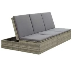 Lit De Jardin Tissu Et Résine Tressée Gris Viali -Mobilier De Jardin Soldes lit de jardin tissu et resine tressee gris 3666722554442 389549