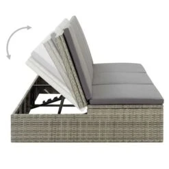 Lit De Jardin Tissu Et Résine Tressée Gris Viali -Mobilier De Jardin Soldes lit de jardin tissu et resine tressee gris 3666722554442 389550
