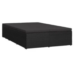 Lit De Jardin Tissu Et Résine Tressée Noir Viali -Mobilier De Jardin Soldes lit de jardin tissu et resine tressee noir 3666722554435 389554