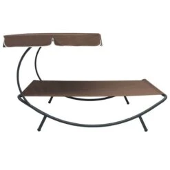 Lit De Repos D'extérieur Avec Auvent Marron -Mobilier De Jardin Soldes lit de repos d exterieur avec auvent marron 3666722528221 554147