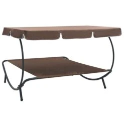 Lit De Repos D'extérieur Avec Auvent Marron -Mobilier De Jardin Soldes lit de repos d exterieur avec auvent marron 3666722528221 554148
