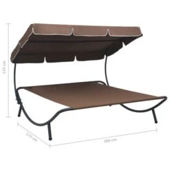 Lit De Repos D'extérieur Avec Auvent Marron -Mobilier De Jardin Soldes lit de repos d exterieur avec auvent marron 3666722528221 554151