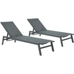 Produits populaires 15 Lot De 2 Bains De Soleil A Monter Avec Roulettes - 1 Personne - Gris