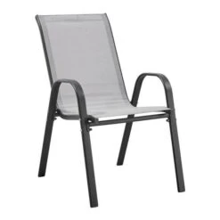 Lot De 2 Fauteuils - Acier Et Textile - Hauteur Du Siege : 41 Cm - Couleur Gris -Mobilier De Jardin Soldes lot de 2 fauteuils acier et textile hauteur du siege 41 cm couleur gris 3619999332671 1354425
