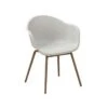 Lot De 2 Fauteuils Scandinave - Assise En Plastique, Pied En Acier Avec Décor Bois Naturel - Blanc