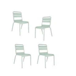 Lot De 4 Chaises De Jardin - Acier - Vert Céladon