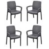 Lot De 4 Fauteuil Empilable REGINA En Résine Tréssée - Gris Anthracite