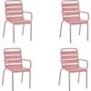 Lot De 4 Fauteuils De Jardin - Acier - Rose