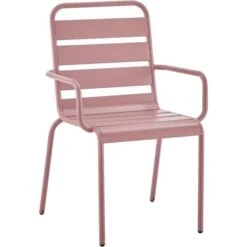 Lot De 4 Fauteuils De Jardin - Acier - Rose -Mobilier De Jardin Soldes lot de 4 fauteuils de jardin acier rose 3619999333012 1380077