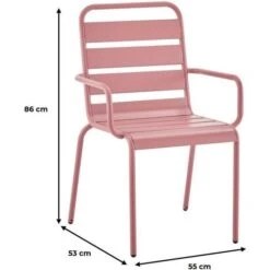 Lot De 4 Fauteuils De Jardin - Acier - Rose -Mobilier De Jardin Soldes lot de 4 fauteuils de jardin acier rose 3619999333012 1380078